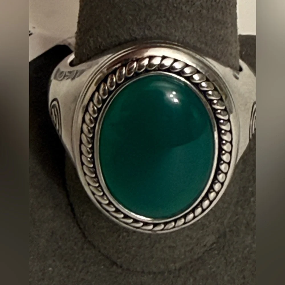 EFFY 925 STERLING SILVER ,GREEN ONYX RING SIZE 10